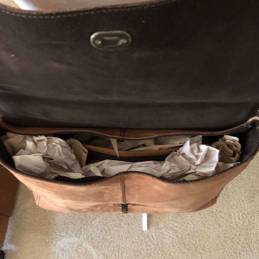 BUFFALO JACKSON TRADING CO. Denver Leather Messenger Laptop Bag Brown - Picture 8 of 14